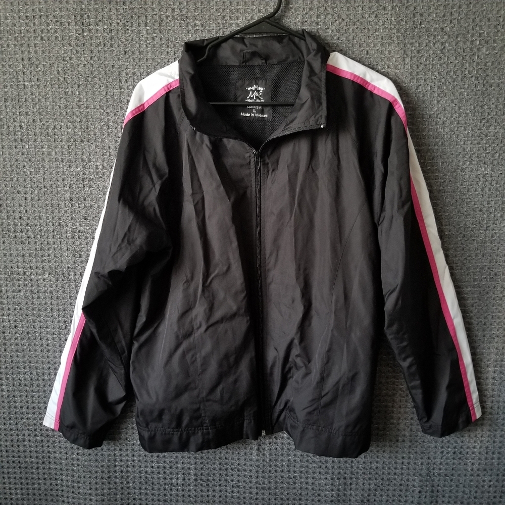 M & E Collection Black Jacket Women's Windbreaker Size Large